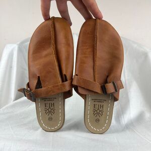 Earthing Harmony Brown Leather Grounding Barefoot Clogs Size 11 (42)